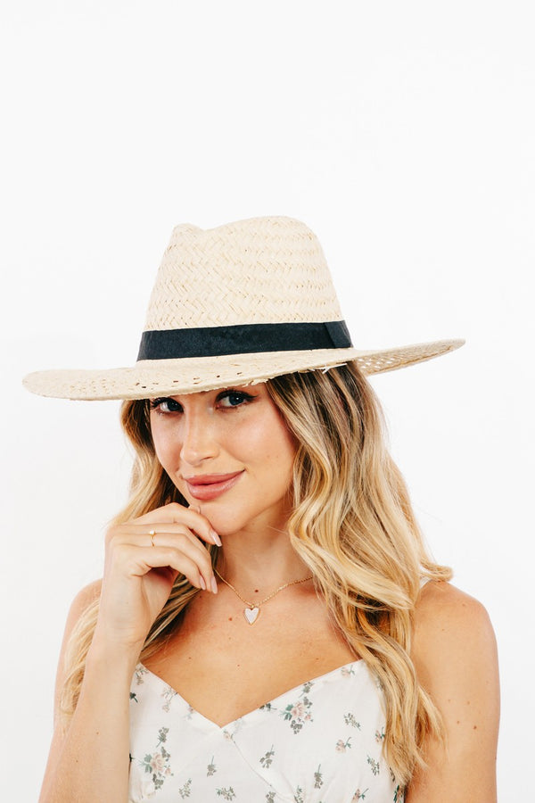 Fame Basket Weave Straw Sun Hat-Teresa's Fashionista LLC