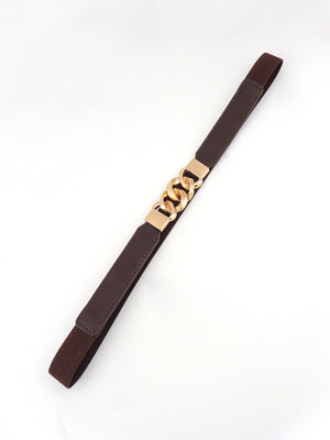 Zinc Alloy Buckle Elastic PU Belt-Teresa's Fashionista LLC