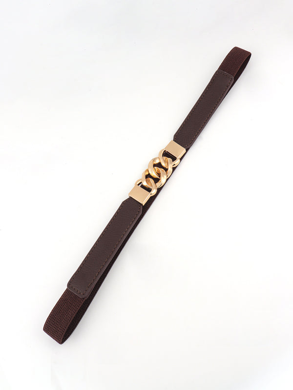 Zinc Alloy Buckle Elastic PU Belt-Teresa's Fashionista LLC