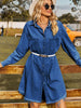 Button Up Collared Neck Raw Hem Denim Dress-Teresa's Fashionista LLC