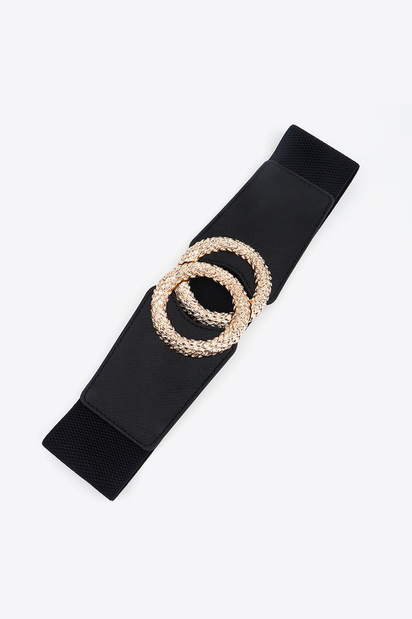 Circle Buckle Elastic Wide PU Belt-Teresa's Fashionista LLC