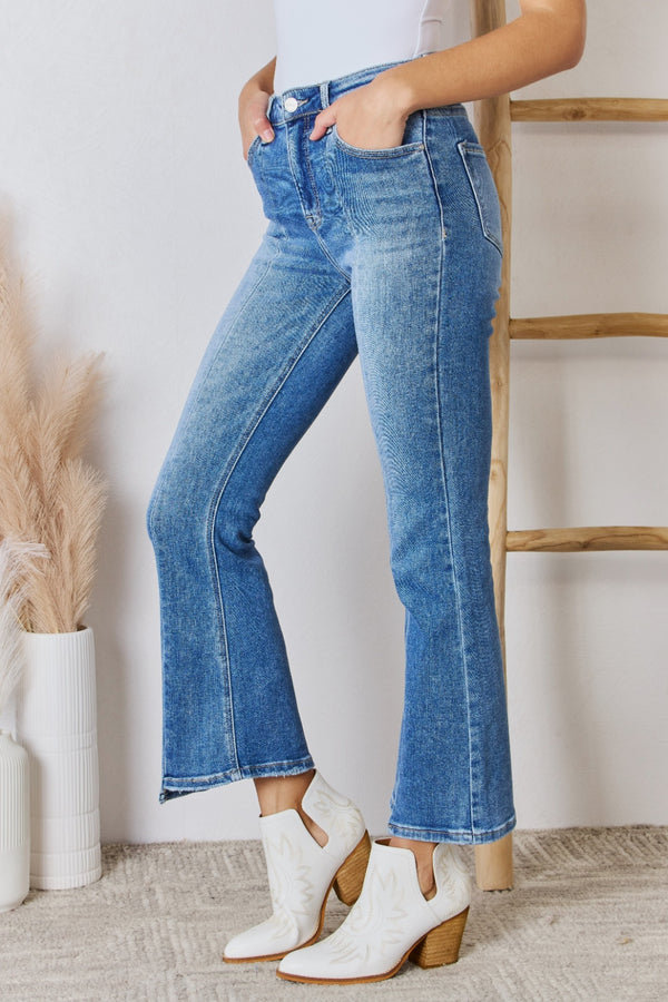 RISEN Full Size High Rise Ankle Flare Jeans - Teresa's Fashionista LLC