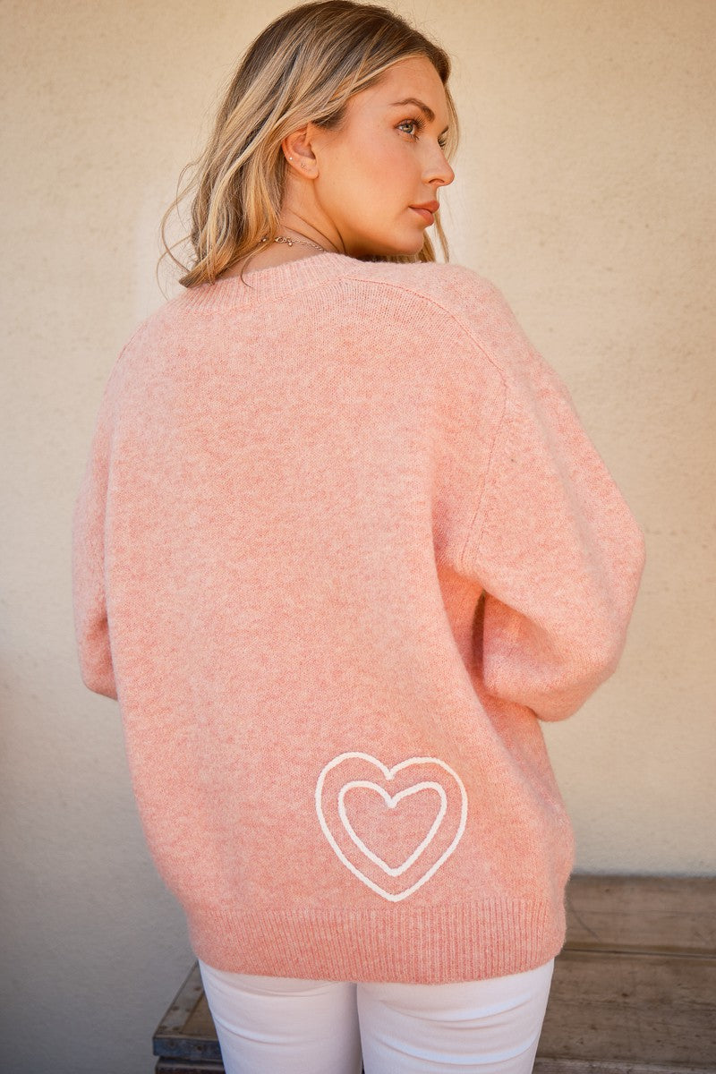And The Why WIFEY & Heart Round Neck Sweater - Teresa's Fashionista LLC