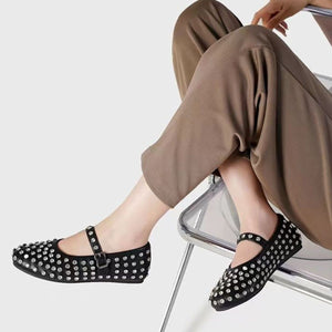 PU Leather Studded Flat Loafers-Teresa's Fashionista LLC