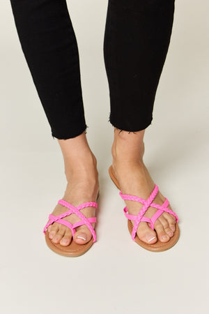 WILD DIVA Crisscross PU Leather Open Toe Sandals-Teresa's Fashionista LLC