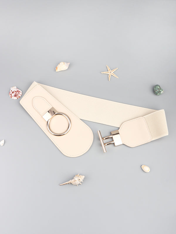 PU Elastic Wide Belt with Alloy Buckle-Teresa's Fashionista LLC