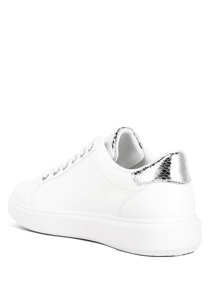 Claude Faux Leather Back Panel Detail Sneakers-Teresa&#39;s Fashionista LLC