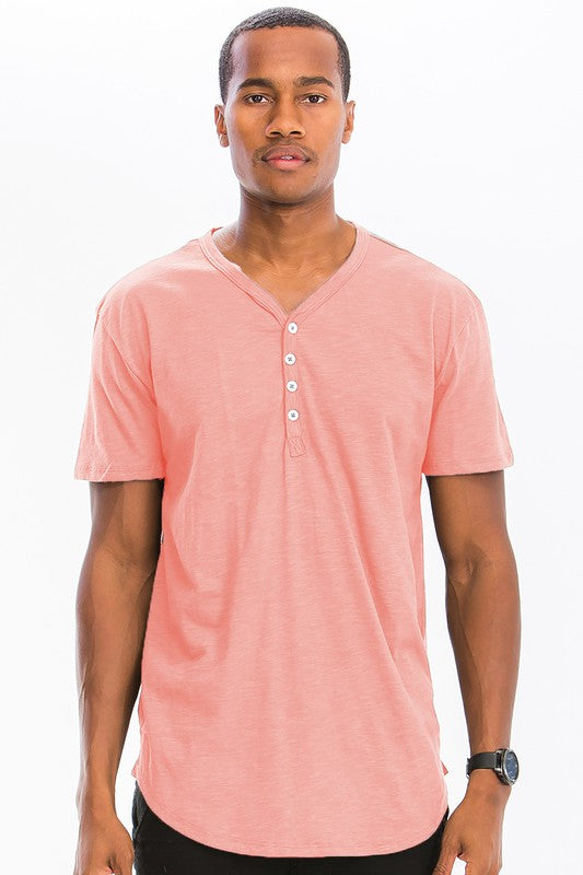 SHORT SLEEVE 4 BUTTON HENLEY SHIRT-Teresa&#39;s Fashionista LLC