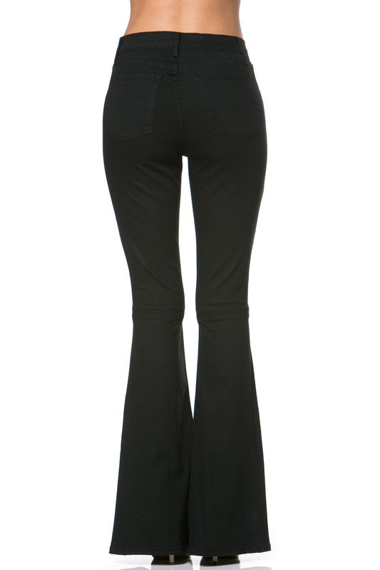 high waist flare denim pants chocolate - Teresa's Fashionista LLC