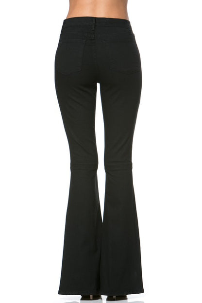 high waist flare denim pants chocolate - Teresa's Fashionista LLC
