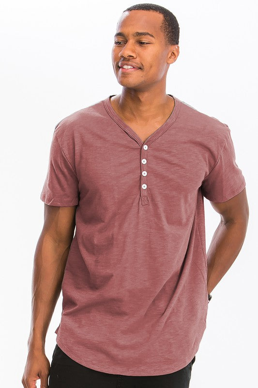 SHORT SLEEVE 4 BUTTON HENLEY SHIRT-Teresa&#39;s Fashionista LLC