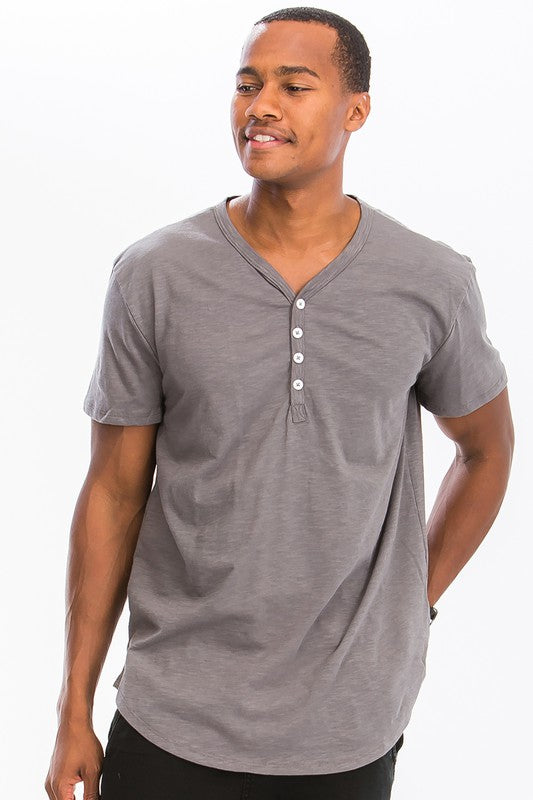 SHORT SLEEVE 4 BUTTON HENLEY SHIRT-Teresa&#39;s Fashionista LLC