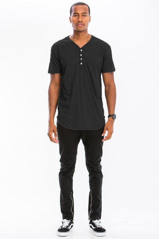 SHORT SLEEVE 4 BUTTON HENLEY SHIRT-Teresa&#39;s Fashionista LLC