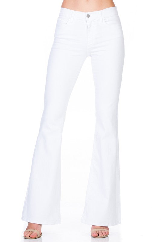 high waist flare denim pants chocolate - Teresa's Fashionista LLC