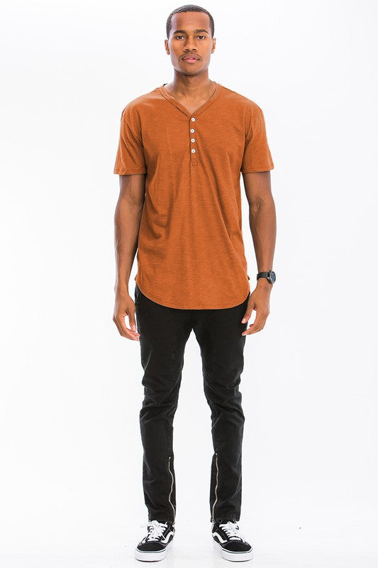 SHORT SLEEVE 4 BUTTON HENLEY SHIRT-Teresa&#39;s Fashionista LLC