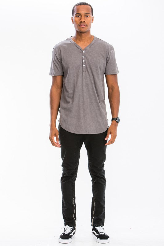SHORT SLEEVE 4 BUTTON HENLEY SHIRT-Teresa&#39;s Fashionista LLC