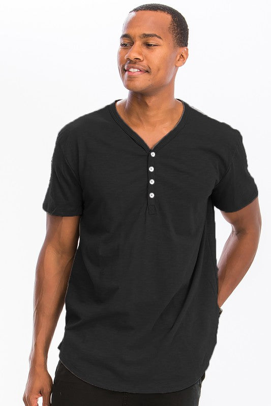 SHORT SLEEVE 4 BUTTON HENLEY SHIRT-Teresa&#39;s Fashionista LLC