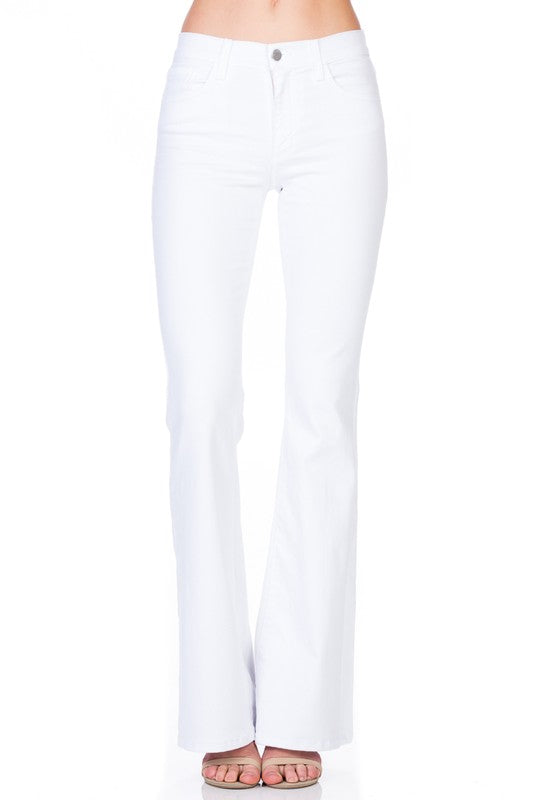 high waist flare denim pants chocolate - Teresa's Fashionista LLC