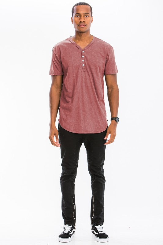 SHORT SLEEVE 4 BUTTON HENLEY SHIRT-Teresa&#39;s Fashionista LLC