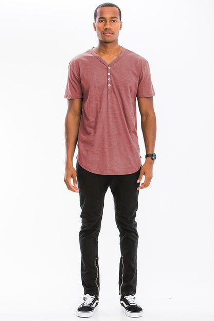 SHORT SLEEVE 4 BUTTON HENLEY SHIRT-Teresa&#39;s Fashionista LLC