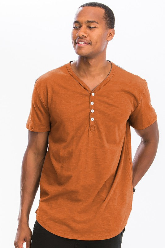 SHORT SLEEVE 4 BUTTON HENLEY SHIRT-Teresa&#39;s Fashionista LLC