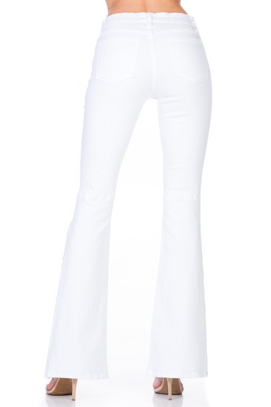 high waist flare denim pants chocolate - Teresa's Fashionista LLC