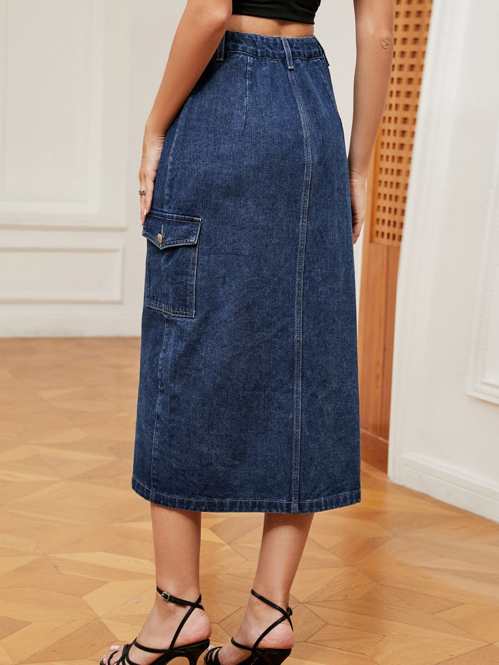 Button Down Denim Skirt-Teresa's Fashionista LLC