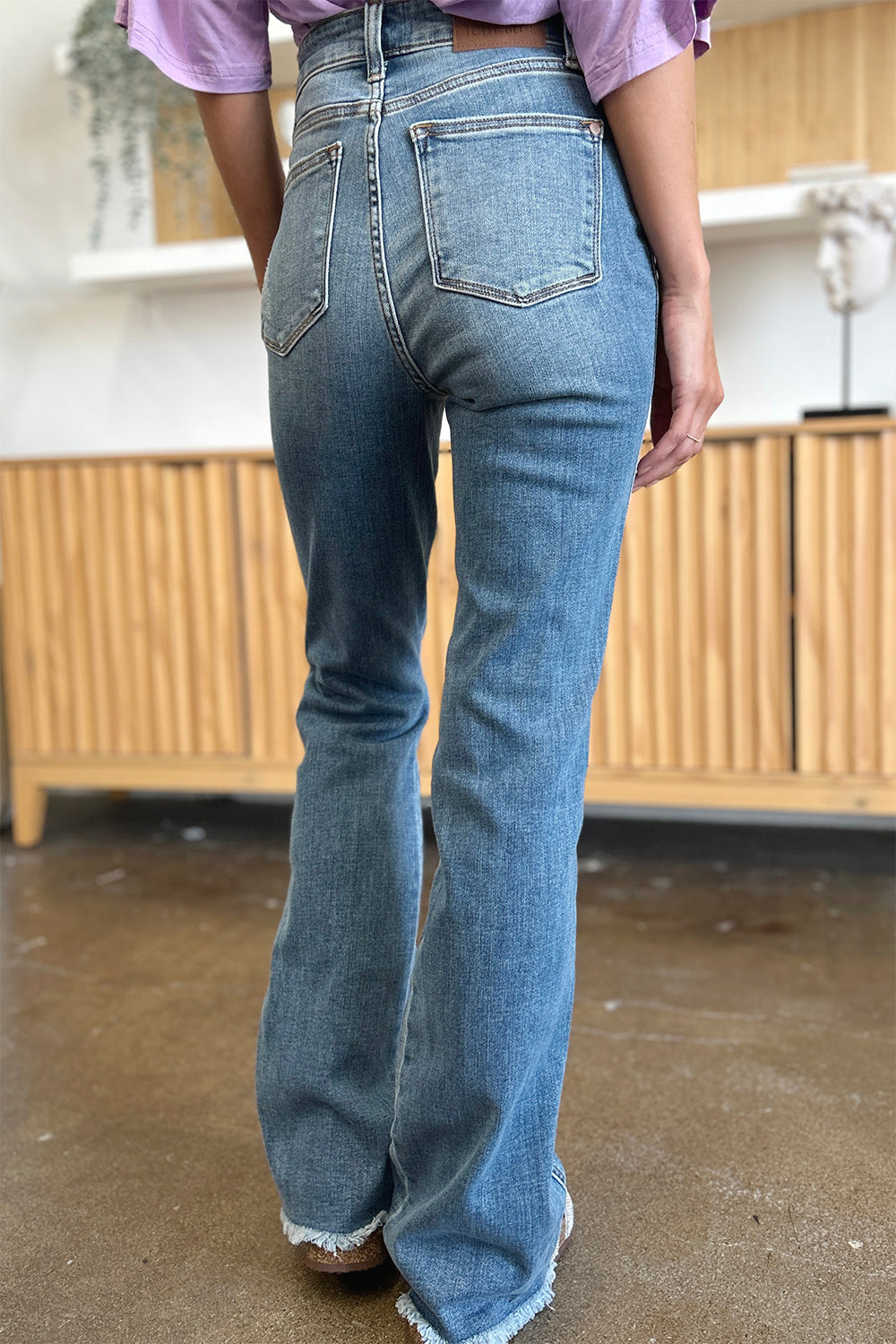 Judy Blue Full Size Distressed Raw Hem Bootcut Jeans - Teresa's Fashionista LLC