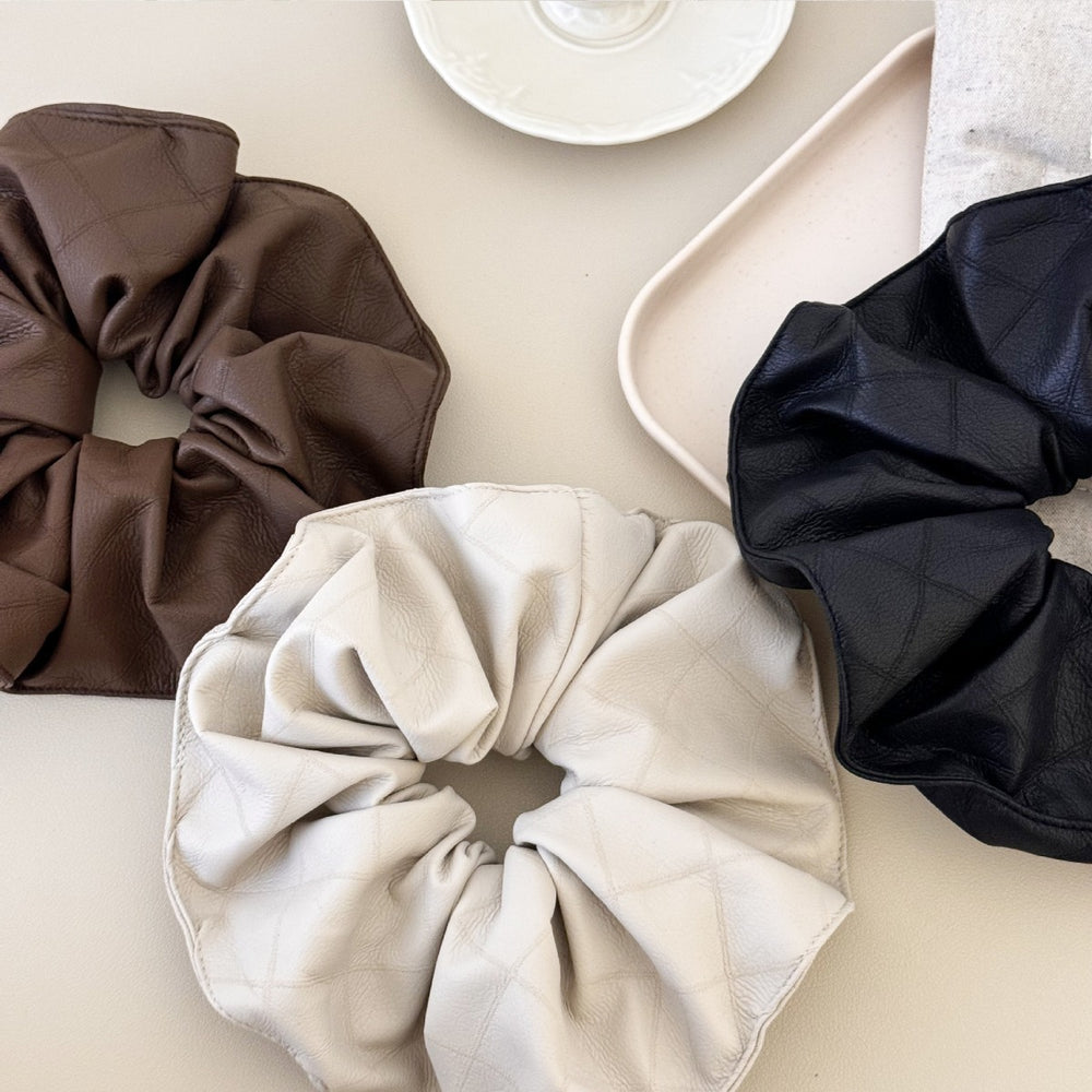 3-Piece PU Leather Elastic Hair Scrunchy - Teresa's Fashionista LLC