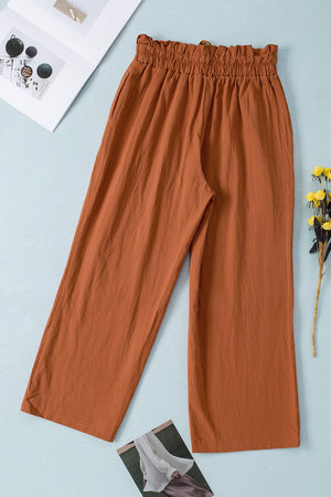 Drawstring Paperbag Waist Wide Leg Pants-Teresa's Fashionista LLC