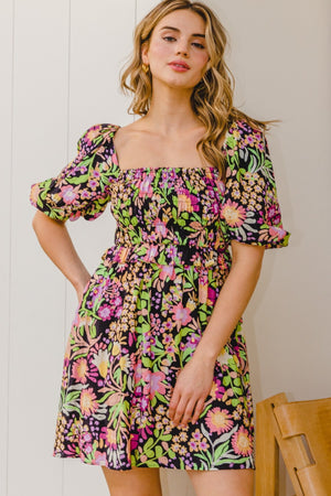 ODDI Full Size Floral Tie-Back Mini Dress-Teresa's Fashionista LLC