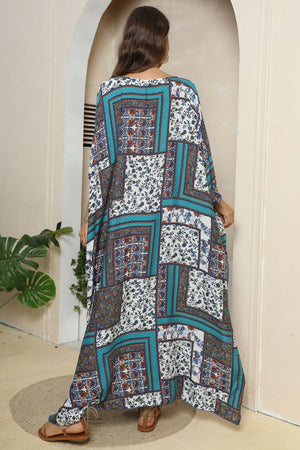 Printed V-Neck Split Maxi Dress-Teresa's Fashionista LLC
