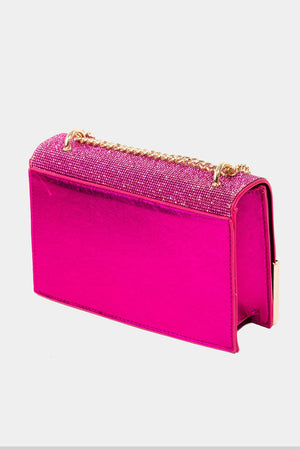 Fame Rhinestone Studded Rectangle Crossbody Bag-Teresa's Fashionista LLC