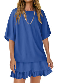 Round Neck Half Sleeve Tee and Skirt Set