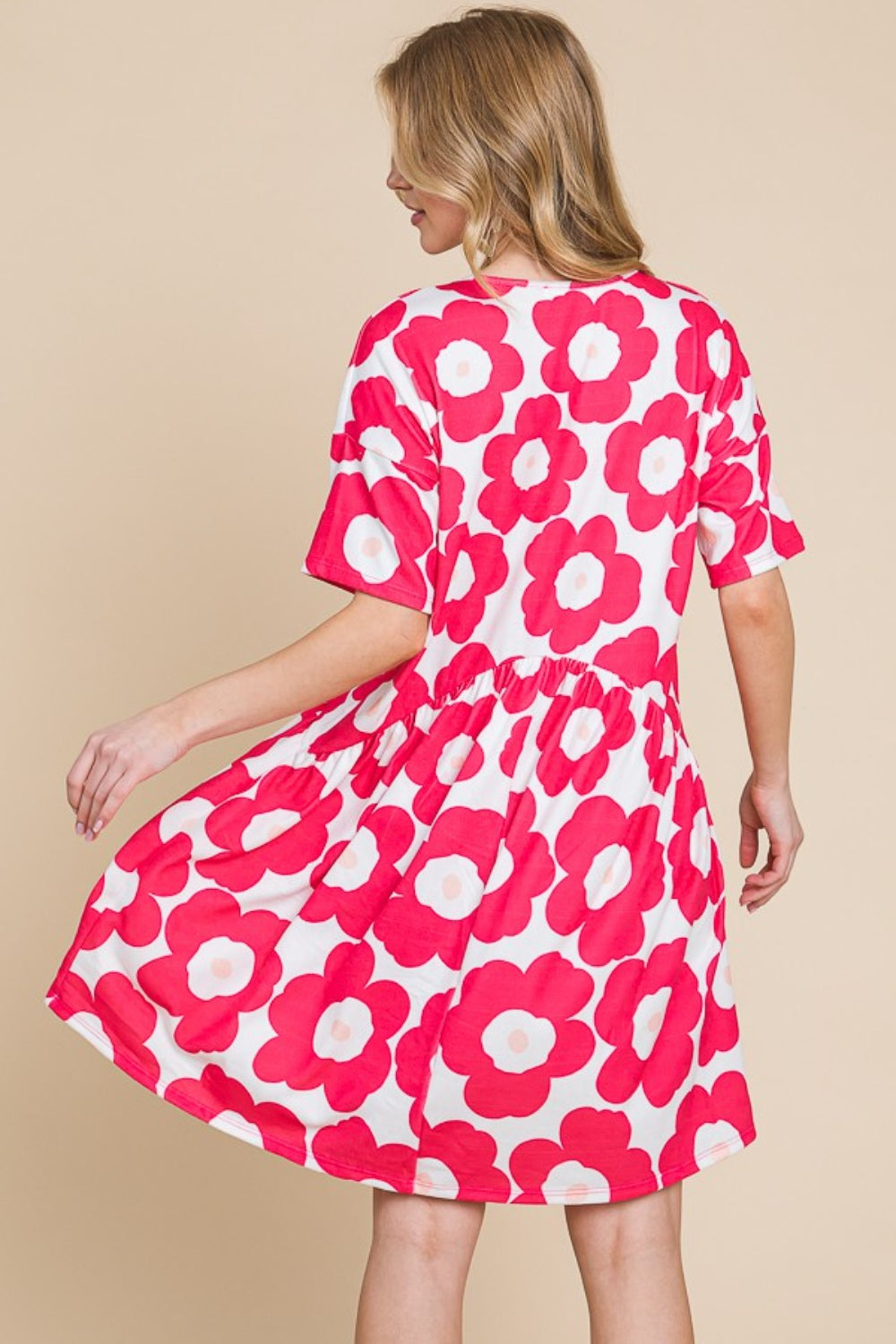 BOMBOM Flower Print Ruched Dress-Teresa's Fashionista LLC