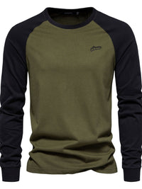 Men's Contrast Round Neck Raglan Sleeve T-Shirt