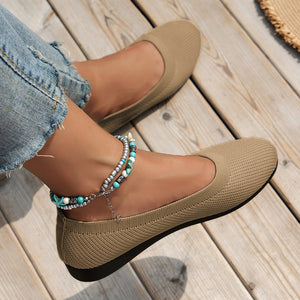 Round Toe Knit Ballet Flats-Teresa's Fashionista LLC