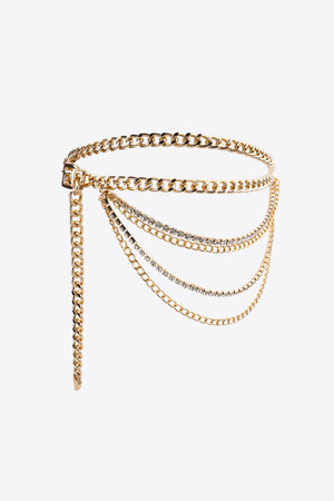 Rhinestone Decor Metal Chain Belt-Teresa's Fashionista LLC