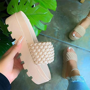 PU Leather Open Toe Platform Sandals-Teresa's Fashionista LLC