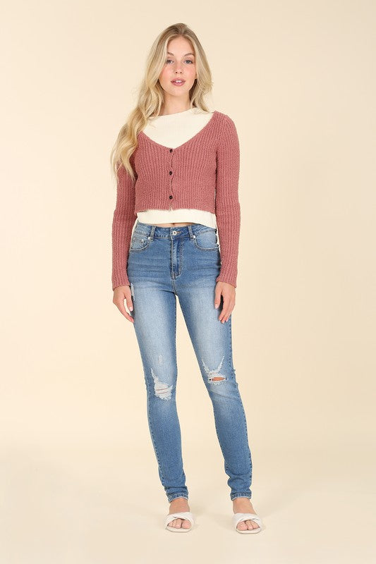 Dark wash distressed skinny jeans - Teresa's Fashionista LLC