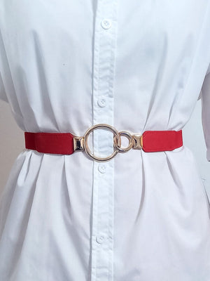Double Ring Buckle Elastic PU Belt-Teresa's Fashionista LLC
