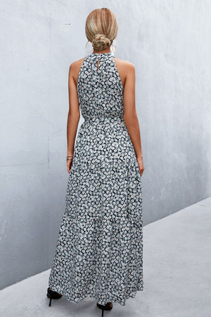 Printed Sleeveless Tie Waist Maxi Dress-Teresa's Fashionista LLC