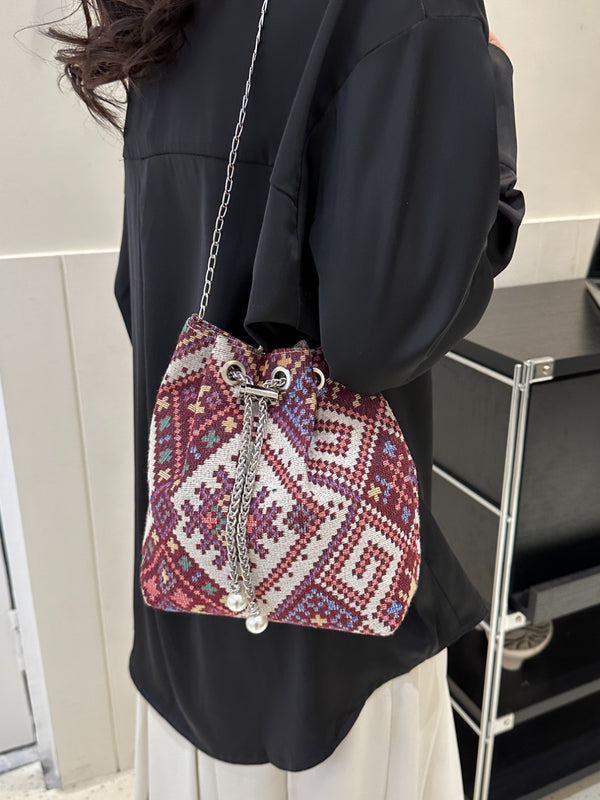 Printed Chain Bucket Bag-Teresa's Fashionista LLC