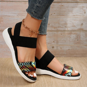 PU Leather Open Toe Low Heel Sandals-Teresa's Fashionista LLC