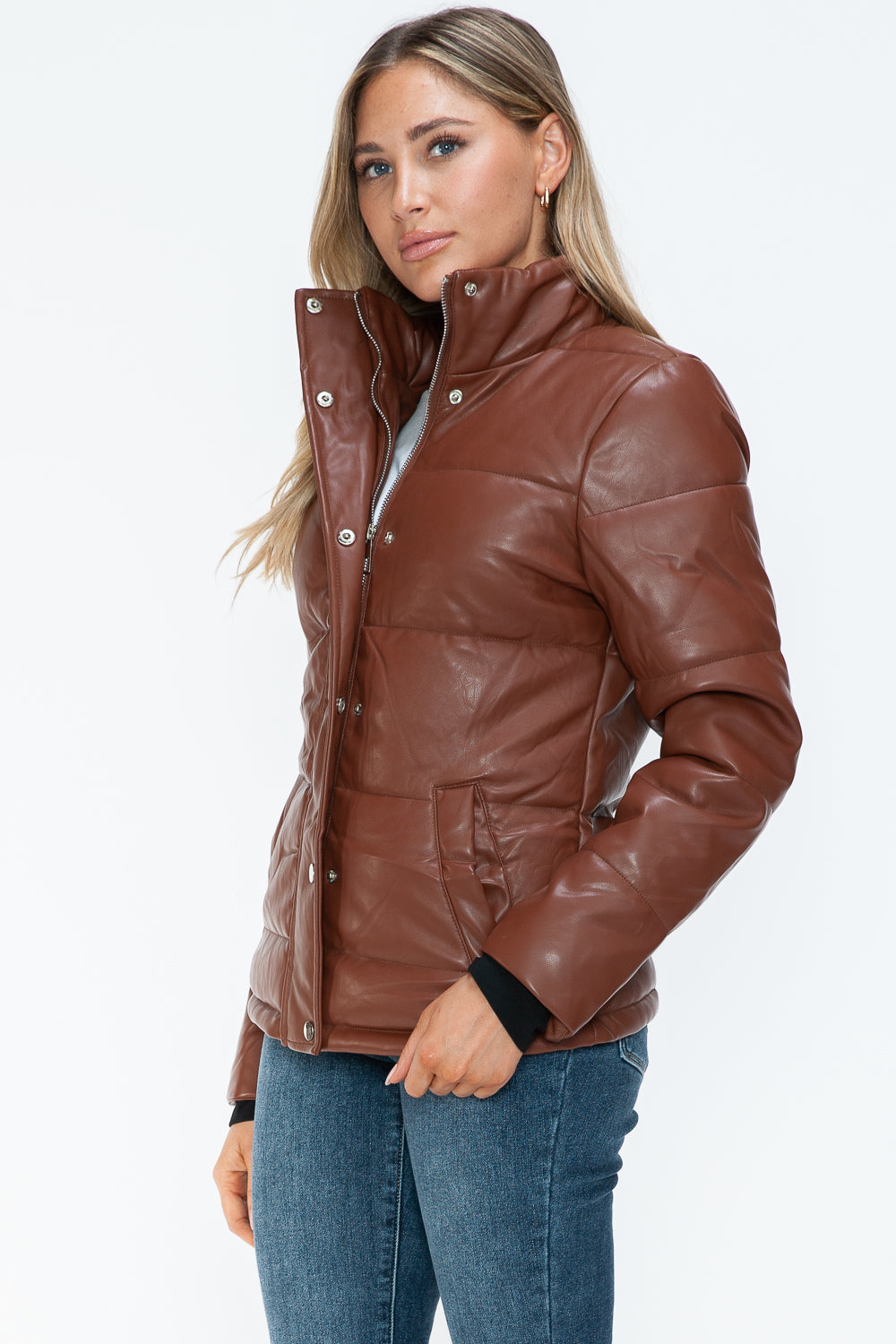 YMI Pocketed Zip Up Turtleneck Puffer Jacket - Teresa's Fashionista LLC