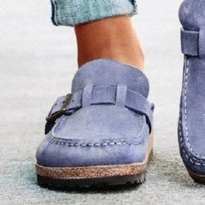 Round Toe Low Heel Buckle Loafers-Teresa's Fashionista LLC
