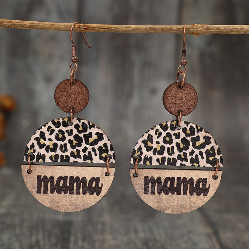 Wooden Leopard Round Shape Earrings-Teresa's Fashionista LLC