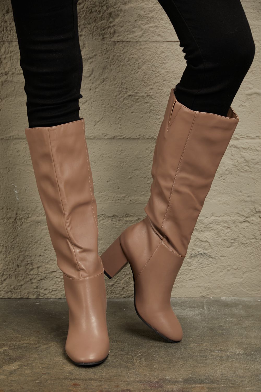 East Lion Corp Block Heel Knee High Boots-Teresa&#39;s Fashionista LLC