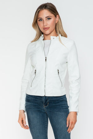 Snobbish PU Leather Zip Up Jacket with Pockets - Teresa's Fashionista LLC