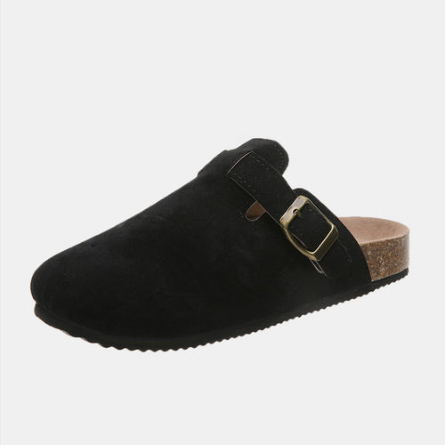 Suede Closed Toe Buckle Slide-Teresa's Fashionista LLC